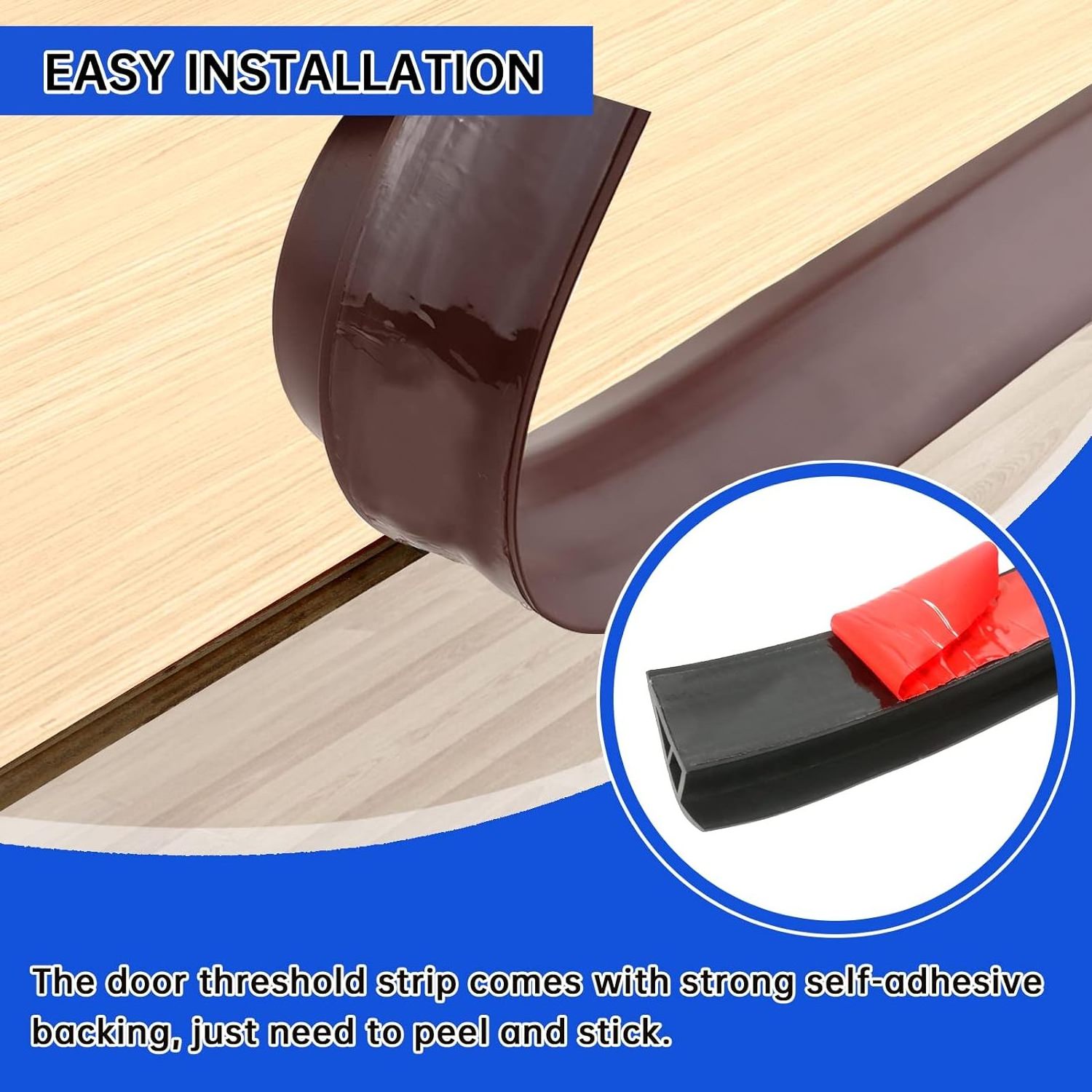 3.28Ft Flexible Rubber Floor Transition Strip PVC Vinyl Self-Adhesive Edging Trim for Laminate, Carpet, Doorway Edge Threshold