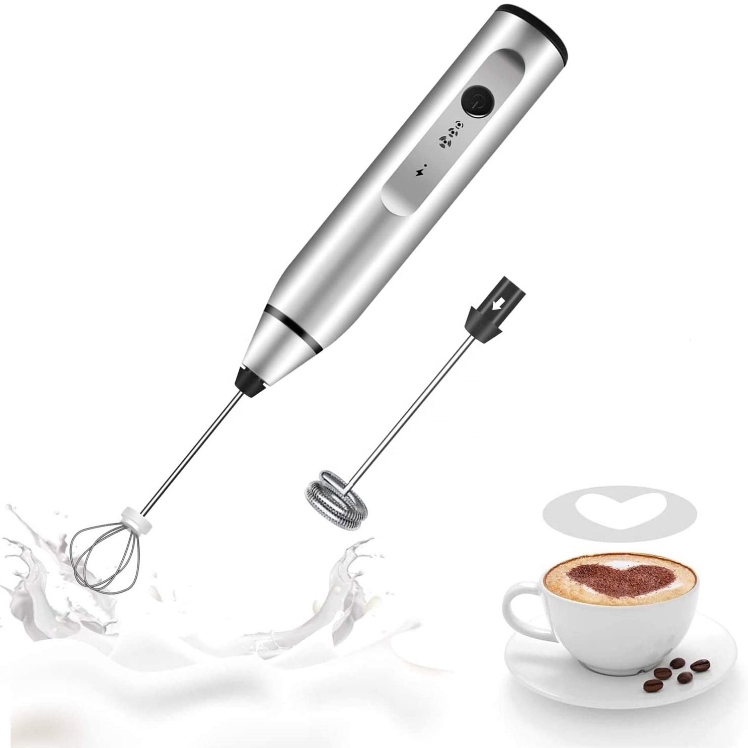 Dropshipping 3 in 1 Electric Milk Frother 1200mAh Handheld Coffee Foam Maker Egg Beater Chocolate Cappuccino Stirrer Blender