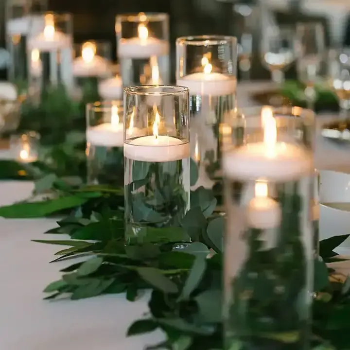 Luxury White Smokeless Floating Candle Customized Romantic Wedding Decoration