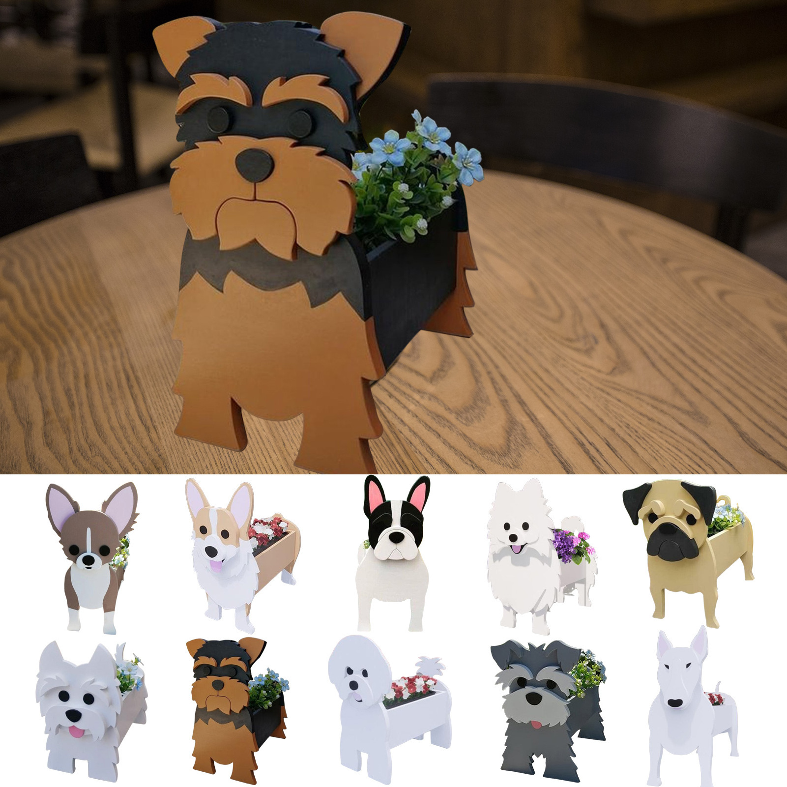 Dog Planter Plant Pots Animal Shaped Cartoon Planter Cute Dog Flower Pots for Garden Flower Cactus Air Plants