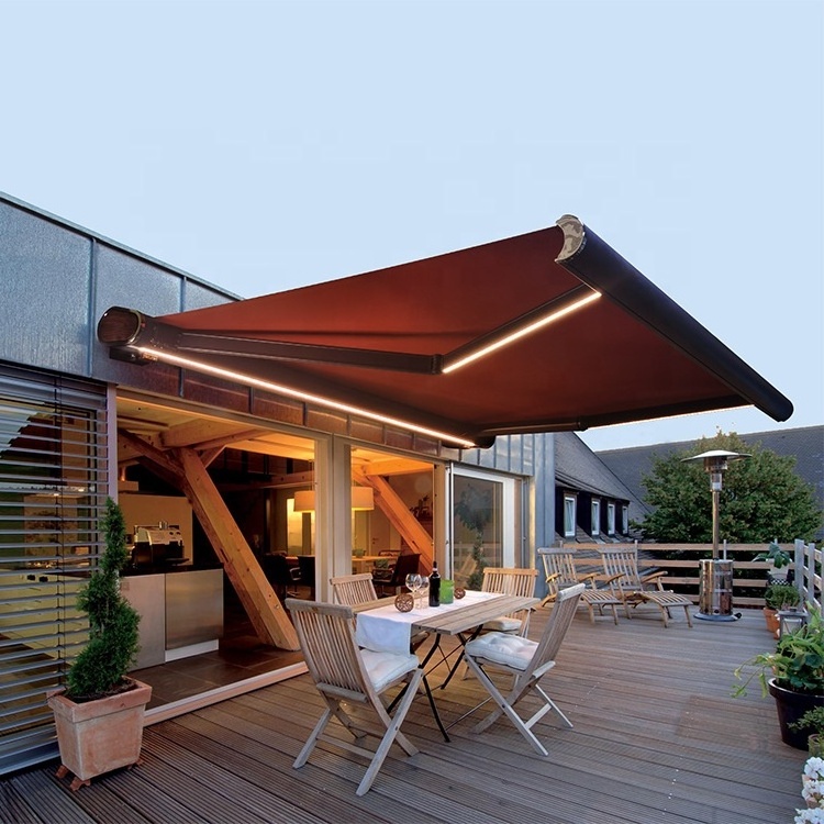 Customized Outdoor Electric Motorized Retractable Deck House Porch Back Shade Awnings Aluminum Alloy Frame