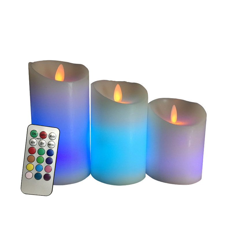 Multi Color Flickering Flameless LED Candles with Remote Control and Timer 3 Pack Battery Operated LED Candles for Decoration