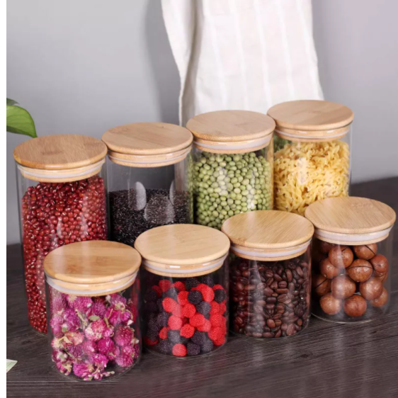 Wholesale Glass Food Storage Containers with Lids Kitchen Airtight Glass Jars for Noodle Legume Cereals Rice Snacks Organizer