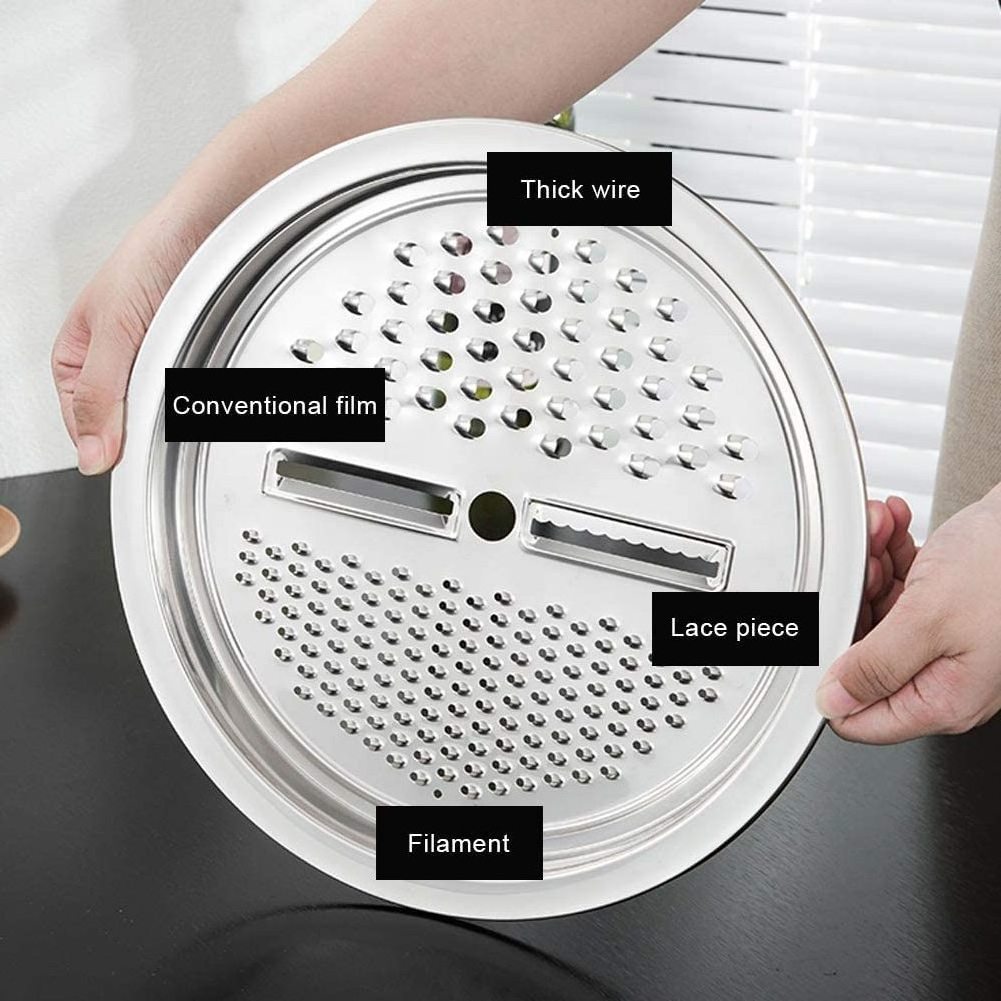 3 in 1 Stainless Steel Basin With Grater with Stainless Steel Drain Basin Ginger Grater Basket Vegetable Fruit Cutter Kitchen