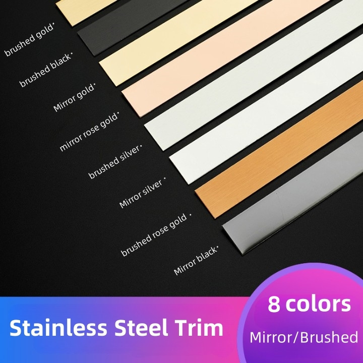 Flexible Self-Adhesive Stainless Steel Wall Molding Trim Peel and Stick Metal Trim for Ceiling Mirror Frame Fireplace Home Decor