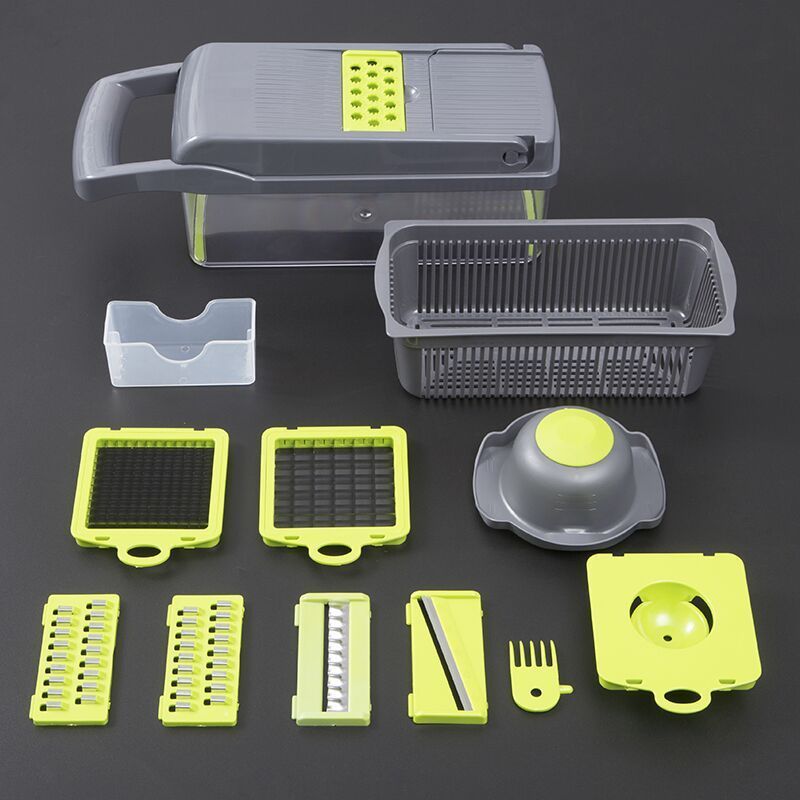 Vegetable Chopper Vegetable Slicer Onion Chopper with Container Pro Food Chopper Black Vegetable Slicer 6 Blades