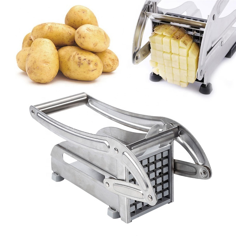 430 Stainless Steel Potato Chipper Manual French Fries Cutter Slicer for Cucumber Vegetables Includes 2 Blades