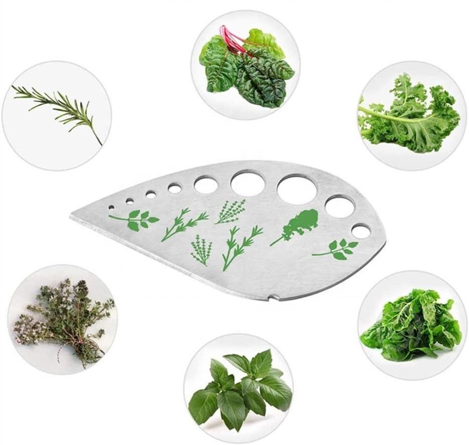 Stainless Steel Kitchen Herb Leaf Stripping Tool Metal Herb Pealer Cutter 9 holes Herb Stripper