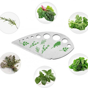 Stainless Steel Kitchen Herb Leaf Stripping Tool Metal Herb Pealer Cutter 9 holes Herb Stripper