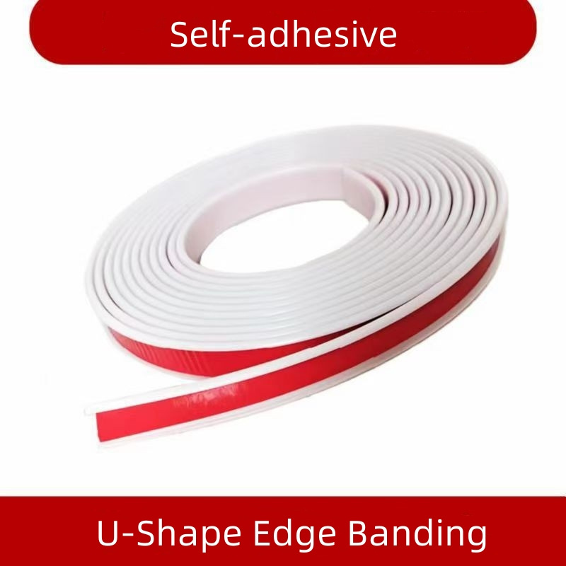 U-Shape Edge Banding 16.4ft Self-Adhesive Veneer Trim Strip TPE Furniture Edge Protector for Table Shelf and Cabinet Restoration