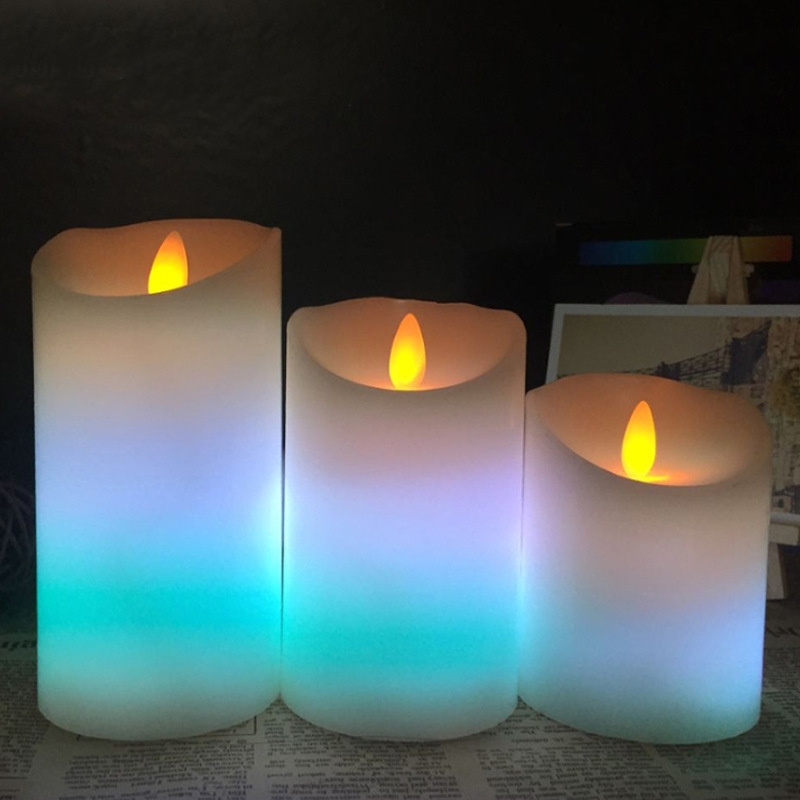 Multi Color Flickering Flameless LED Candles with Remote Control and Timer 3 Pack Battery Operated LED Candles for Decoration