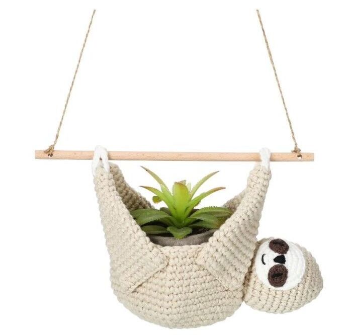 Animal Wall Hanging Plant Holder Macrame Plant Hanger Crochet Sloth Hanging Planter Sloth Gifts