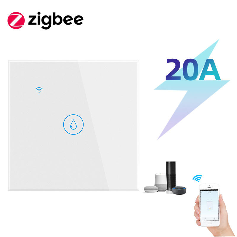 Tuya Zigbee High-power Water Heater Touch Screen Smart Switch 20A Remote Control AC Switch