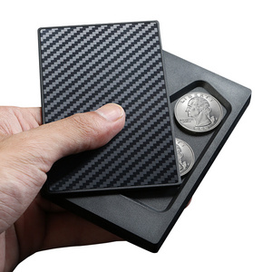 Custom Logo RFID Pop Up Card Holder Aluminum Slim Carbon Fiber Credit Card Holder Minimalist Card Case Metal Wallet