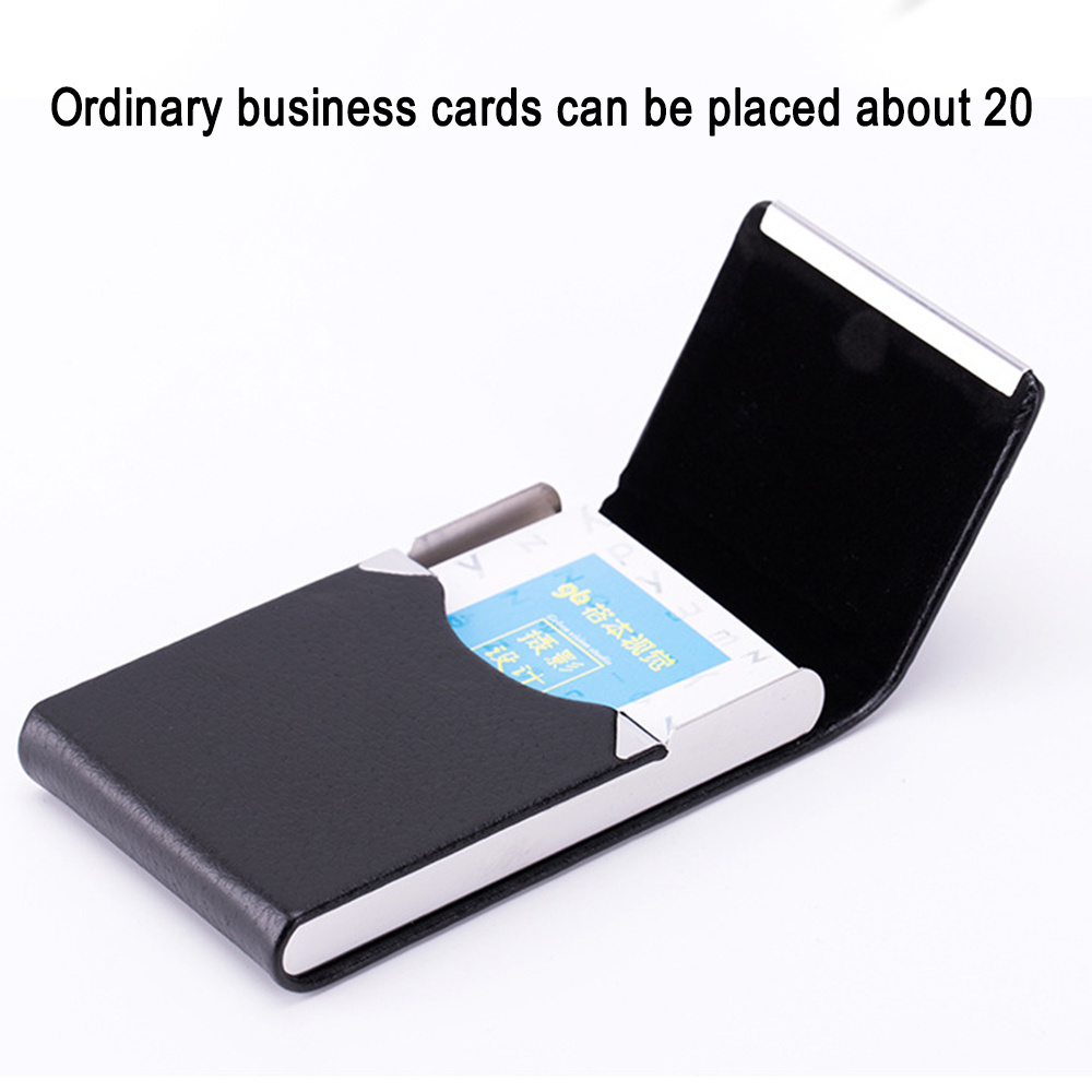 Customized PU Leather Business Card Holder Case Name Card Holder Slim Metal Pocket Card Holder with Magnetic Shut