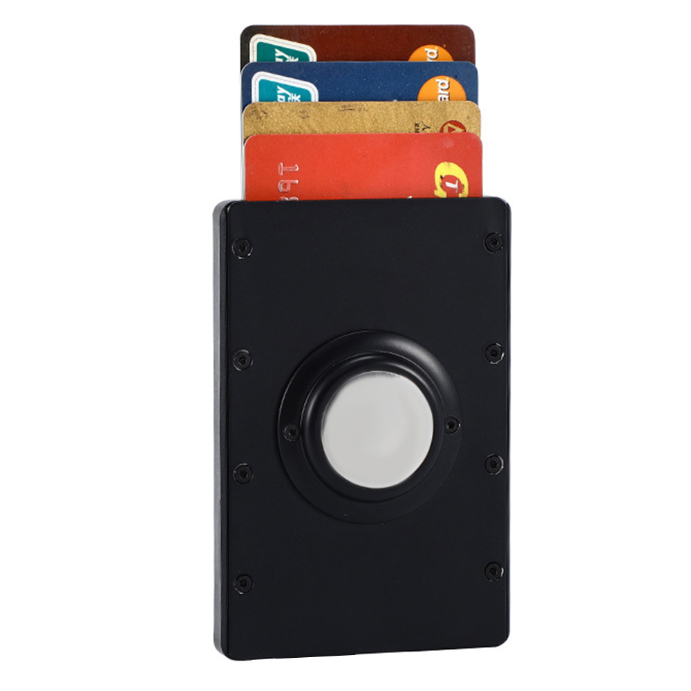 Quick Card Access Slim Aluminum RFID Blocking Pop Up Card Holder Wallet with AirTag Holder in Stock