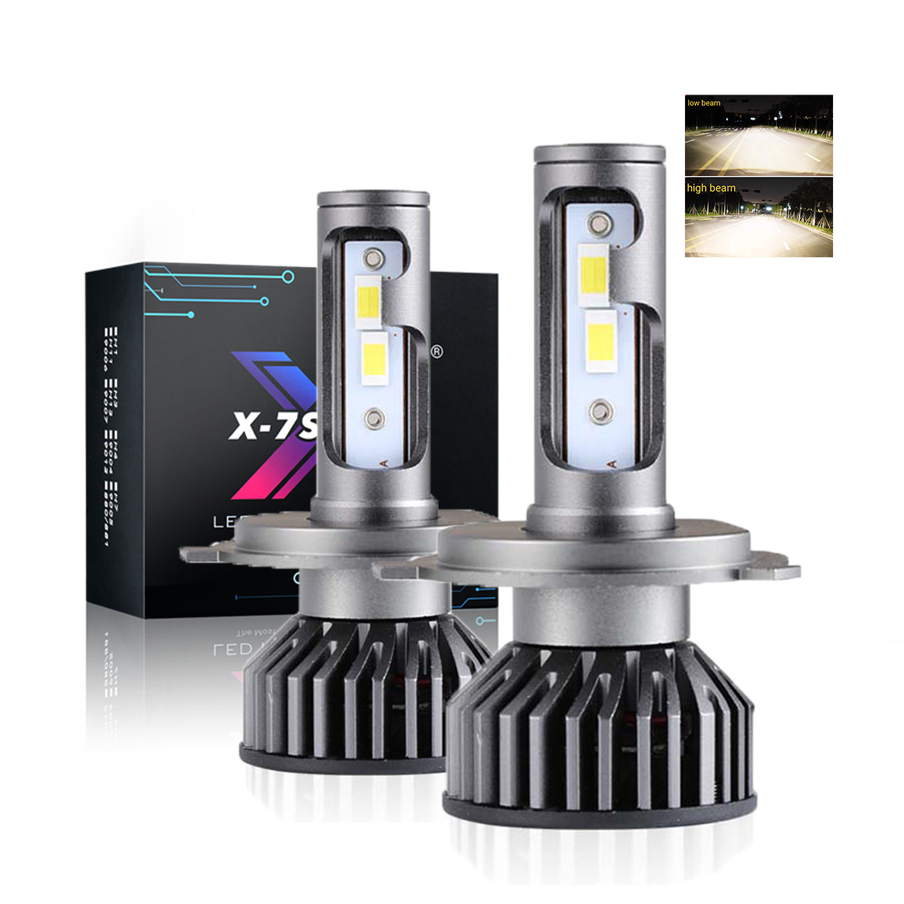 X-7SEVEN High Quality X-F2 High Low Beam 6500K Cool White 75w 7500LM LED Headlight Bulbs For Universal Cars