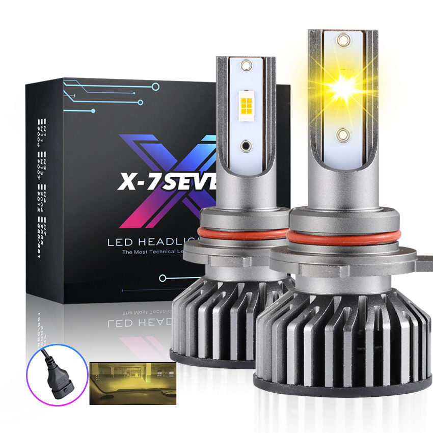 X-7SEVEN brand F2 led conversion kits yellow 75w 7500lm car light bulbs H4 H7 H11 9006 9005 LED Headlight Bulbs Factory Price