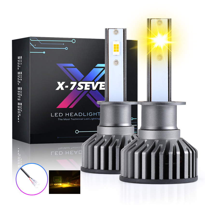 X-7SEVEN brand F2 led conversion kits yellow 75w 7500lm car light bulbs H4 H7 H11 9006 9005 LED Headlight Bulbs Factory Price