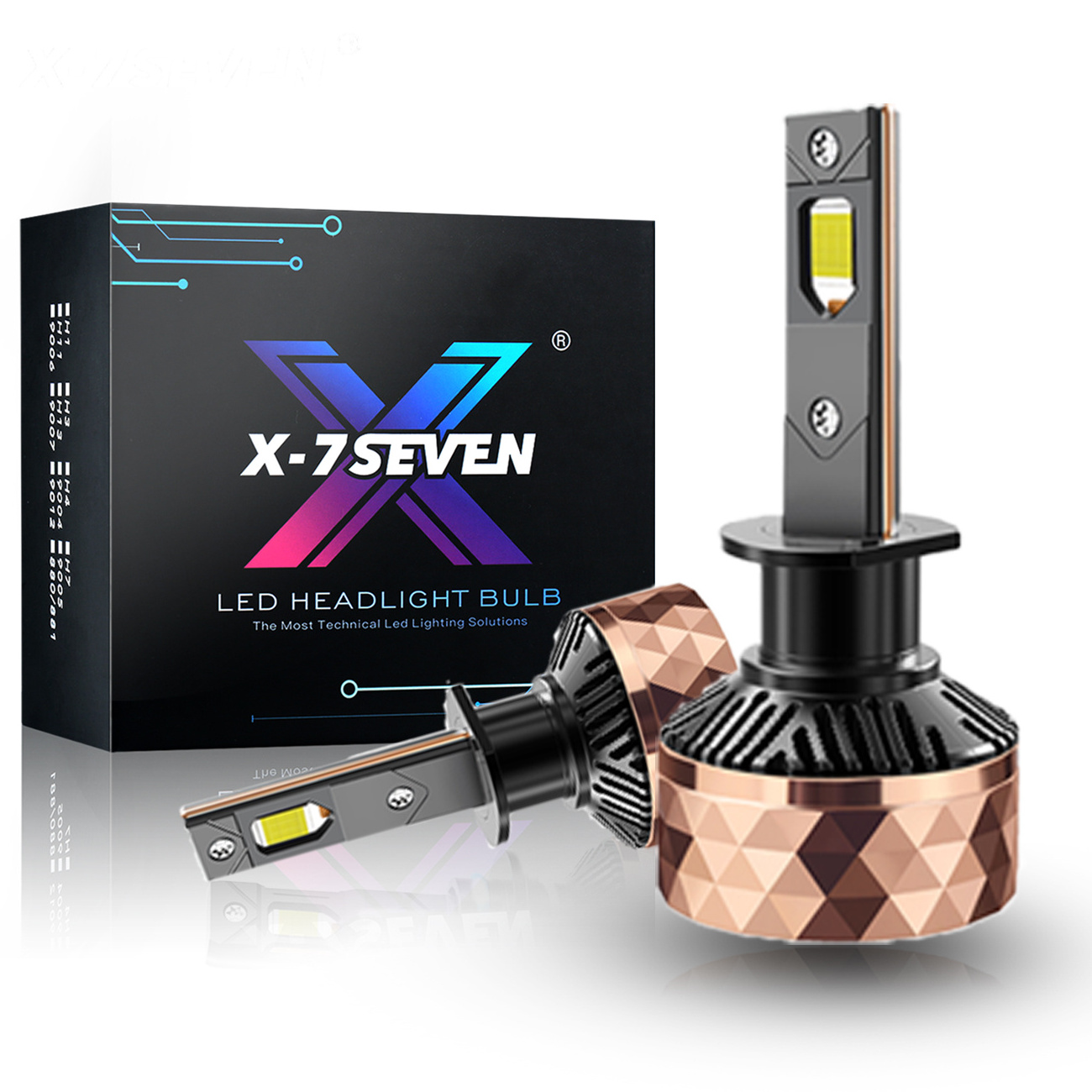 X-7SEVEN Apollo Rose 220W 50000LM 6500K H1 H3 H4 H7 H13 9005 9006 9012 9004 9007 Auto Lighting Systems H7 LED Headlight Bulb