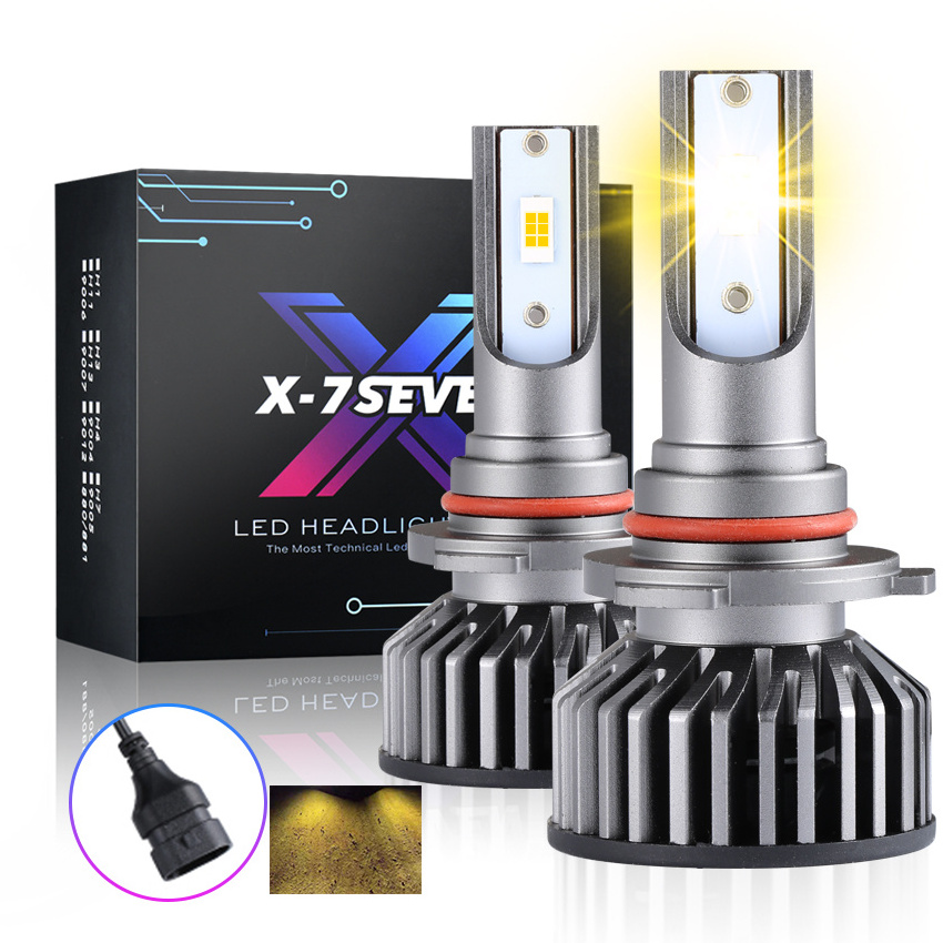 X-7SEVEN Factory X-F2 auto cars led light H7 H9 H11 H13 H4 led headlight 75W 7500LM 3000K Yellow for car headlight Best selling