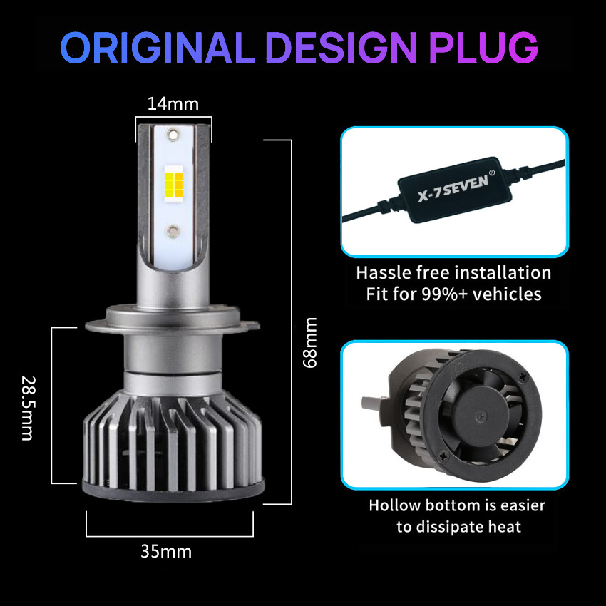 X7SEVEN Much Competitive Price Car Headlight 9005 9006 h1 h4 h7 h11 75w 7500lm High Power LED Headlight Bulbs For Car