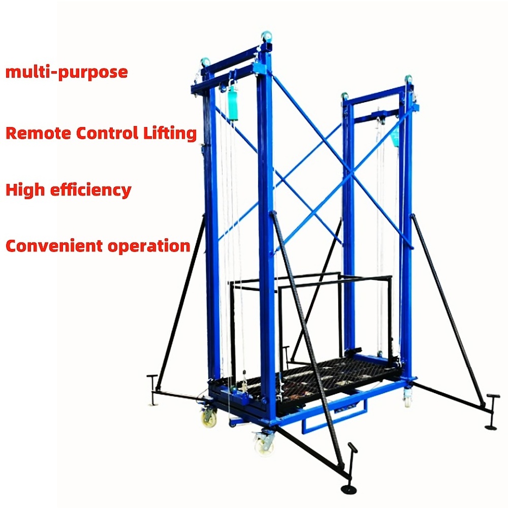 Electric 2-8M 500KG Remote Control Mobile Construction Ladder Lift Platform  Scaffolding Folding Ladder