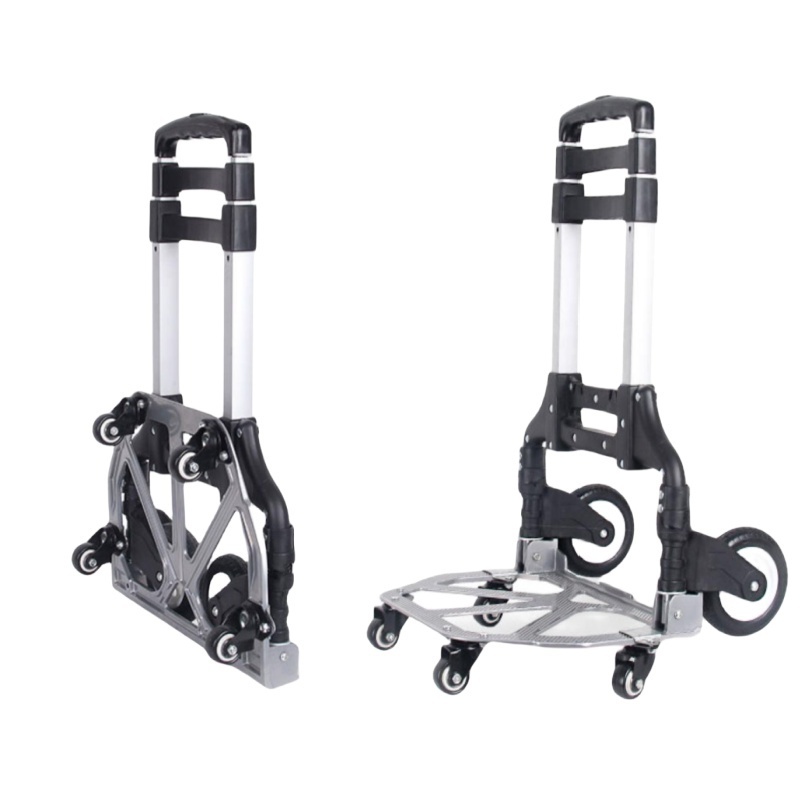 Aluminum hand luggage trolley Folding stair climbing rubber wheel silent shopping hand luggage trolley