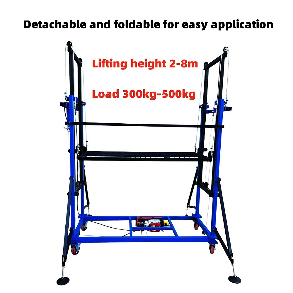 Electric 2-8M 500KG Remote Control Mobile Construction Ladder Lift Platform  Scaffolding Folding Ladder