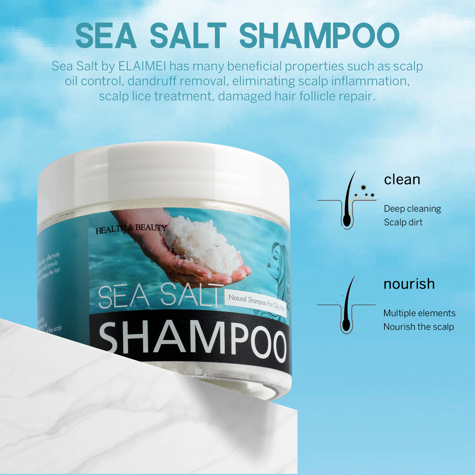 Effectively Anti-dandruff Refreshing Oil Control To Remove Dandruff Soothing Clean Hair Follicle Sea Salt Shampoo