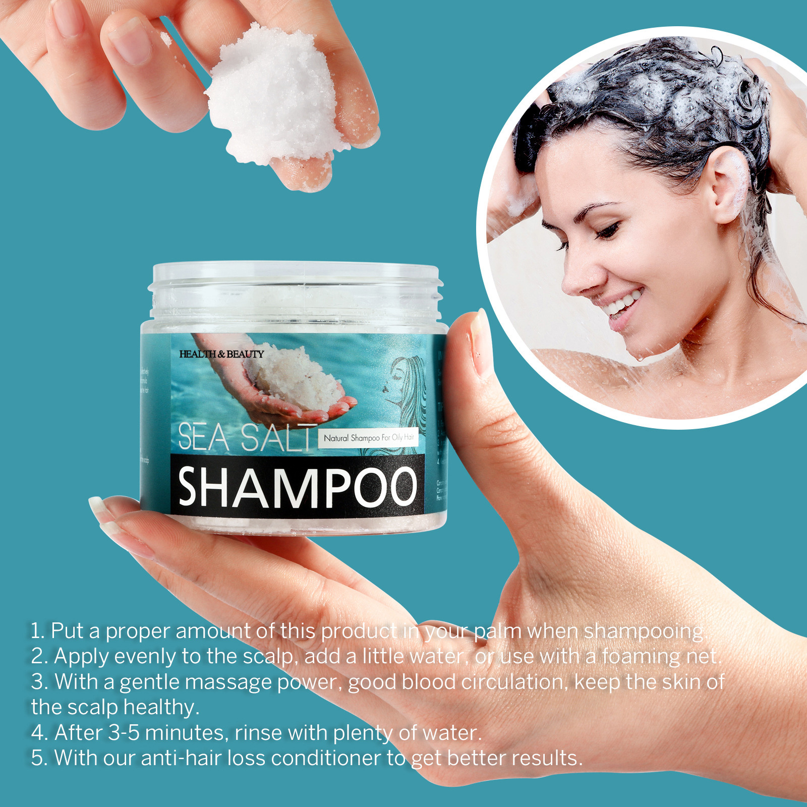 Effectively Anti-dandruff Refreshing Oil Control To Remove Dandruff Soothing Clean Hair Follicle Sea Salt Shampoo