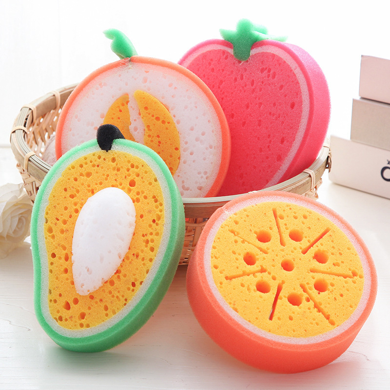 Wholesale Fruit shape Sponges for Dishes washing Eco Non-Scratch for Dish Scrub Sponges Kitchen Cleaning Sponge