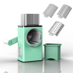 kitchen 4 in 1 mandoline vegetable cutter salad chopper ginger slicer machine food grinder manual Drum Rotary Cheese Grater