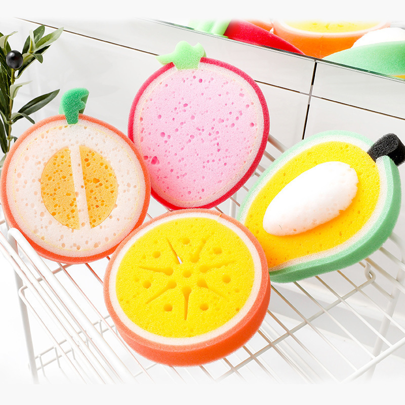 Wholesale Fruit shape Sponges for Dishes washing Eco Non-Scratch for Dish Scrub Sponges Kitchen Cleaning Sponge