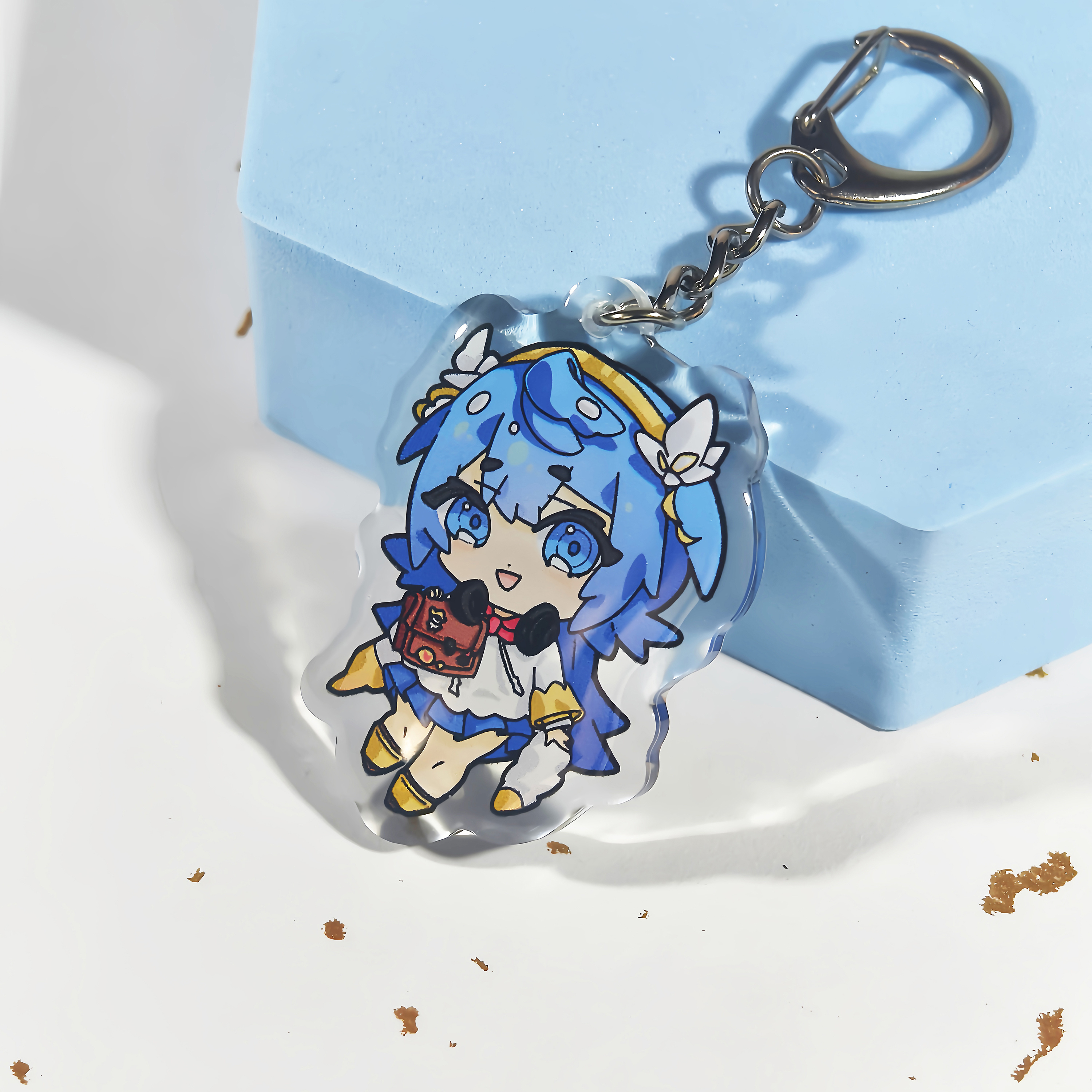 Custom factory made anime acrylic charms glitter epoxy finish keychain