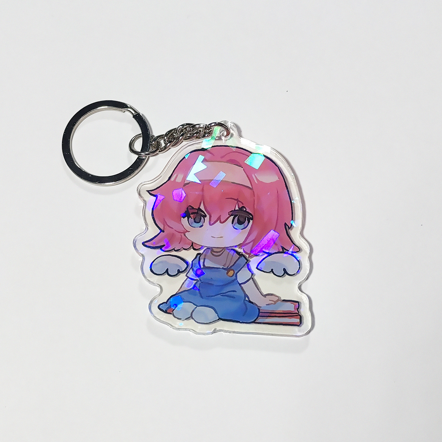 Custom Anime Star Hologram Keychain Double-Sided Glitter Acrylic Charm UV Printed Stainless Steel Plastic Cartoon Keychain