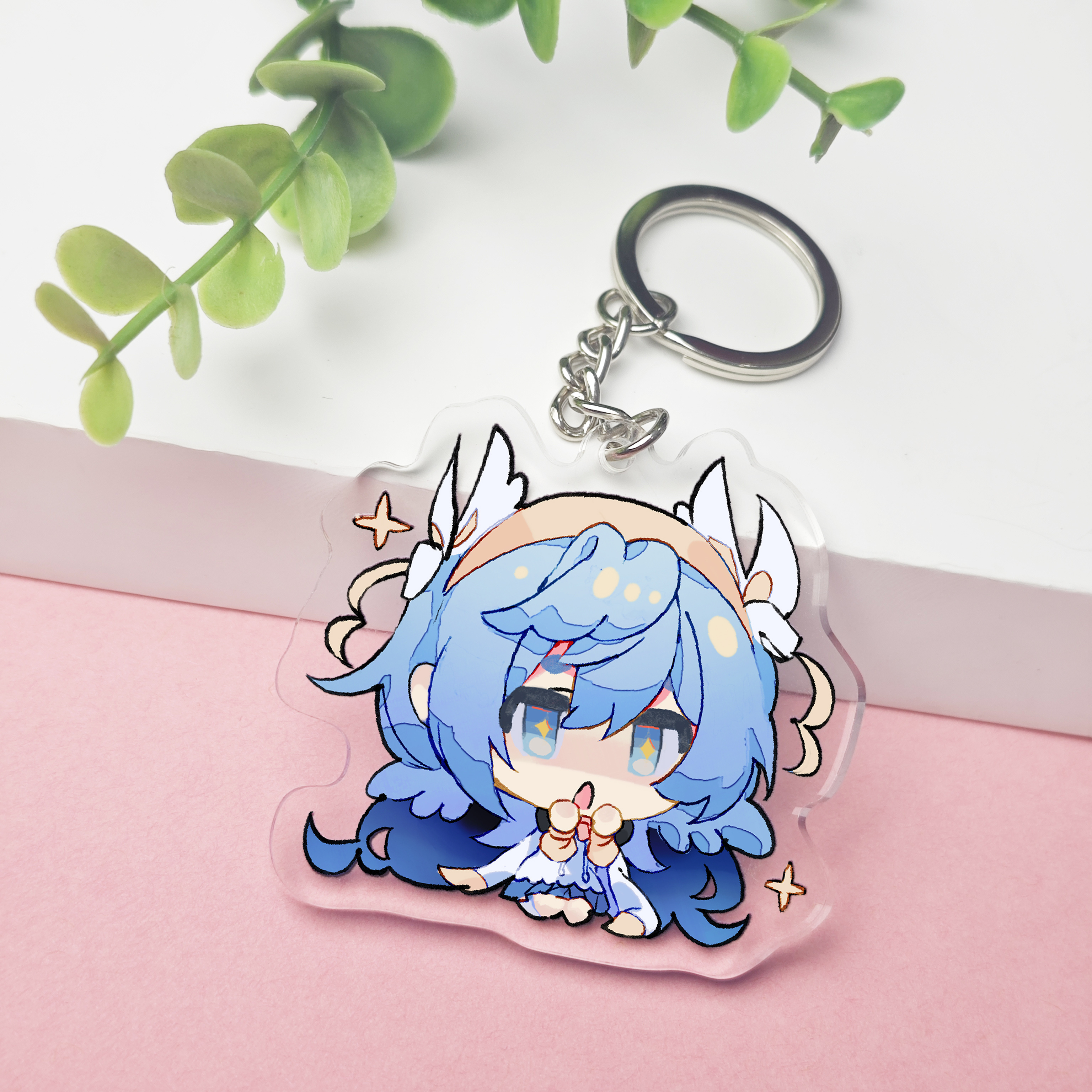 Transparent Acrylic Keychain with Stainless Steel Custom Clear Animation Cartoon Printing Make Your Own Unique Keychain