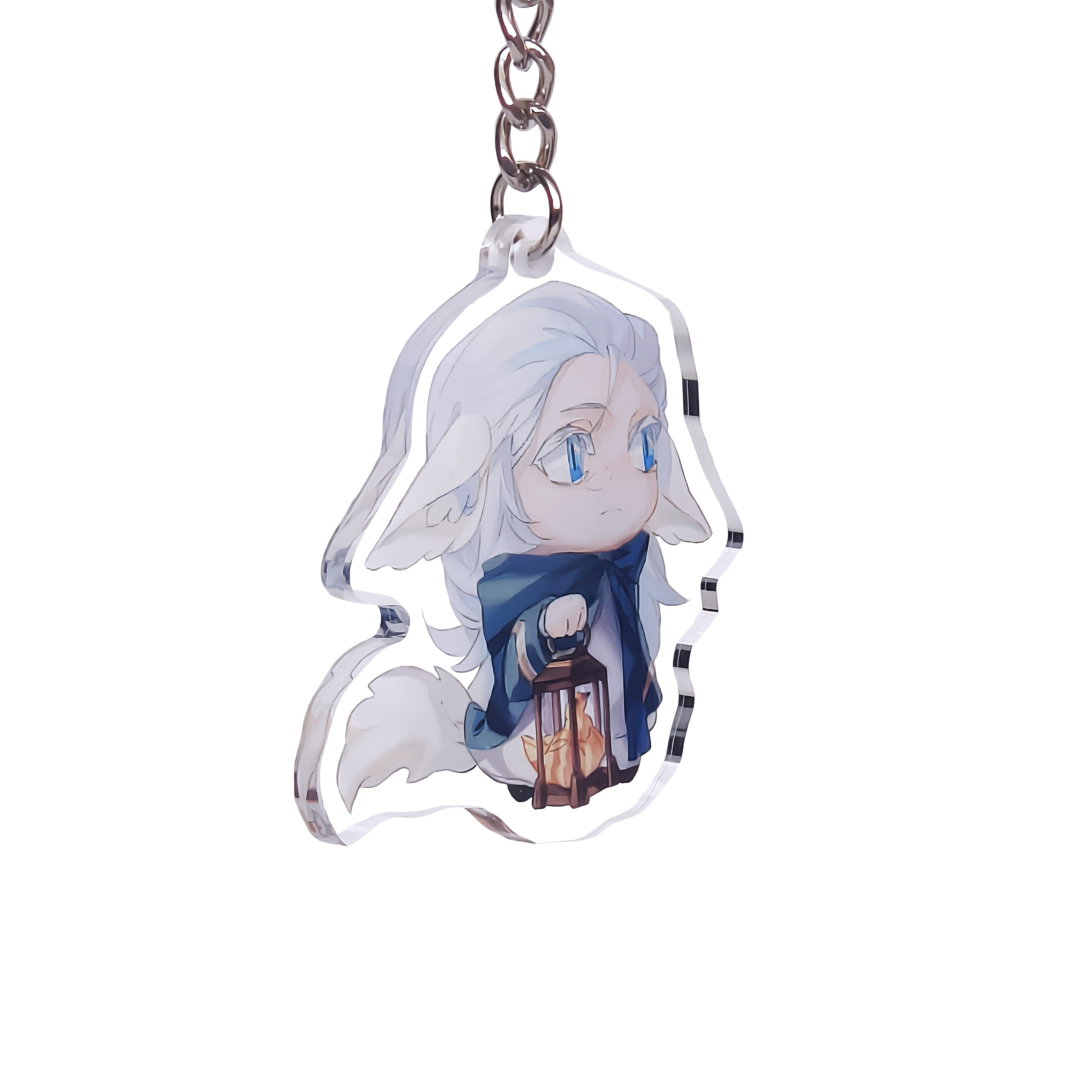 Custom Anime Star Hologram Keychain Double-Sided Glitter Acrylic Charm UV Printed Stainless Steel Plastic Cartoon Keychain