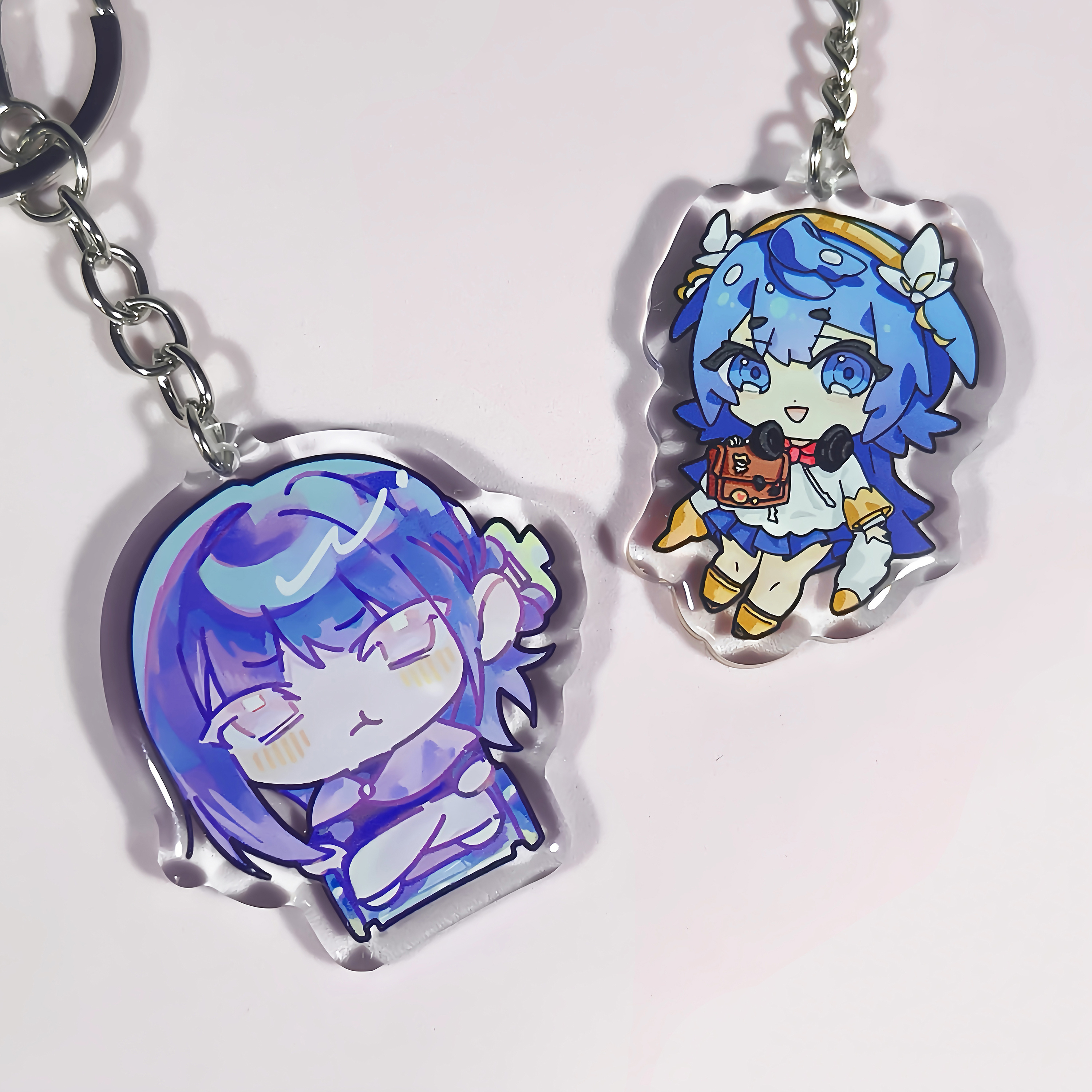 Custom factory made anime acrylic charms glitter epoxy finish keychain