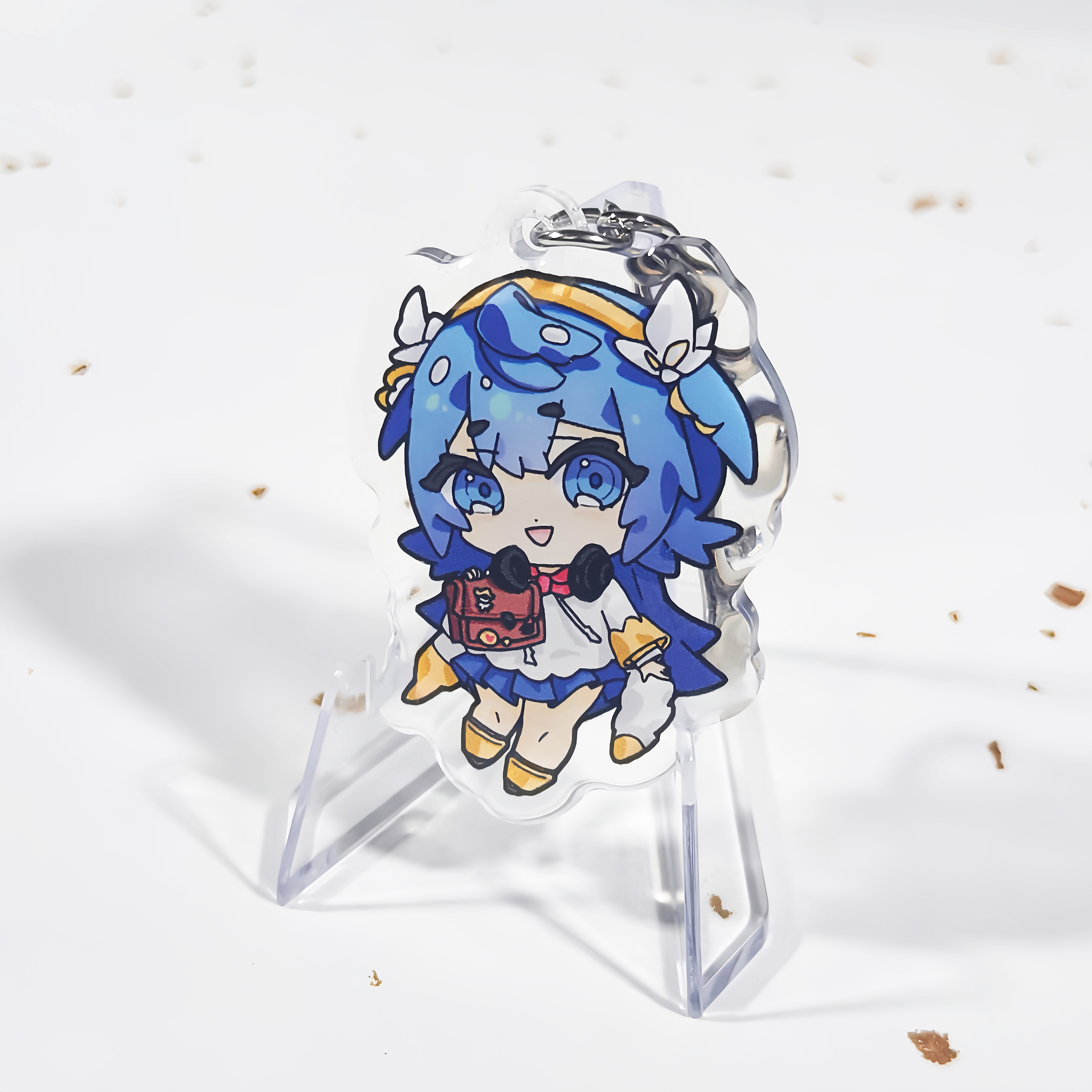 Custom factory made anime acrylic charms glitter epoxy finish keychain