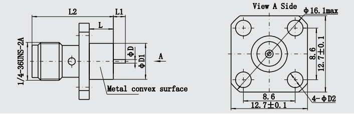 SMA Female 4-hole Flange Mount Microstrip Transmission Line Terminations Connector