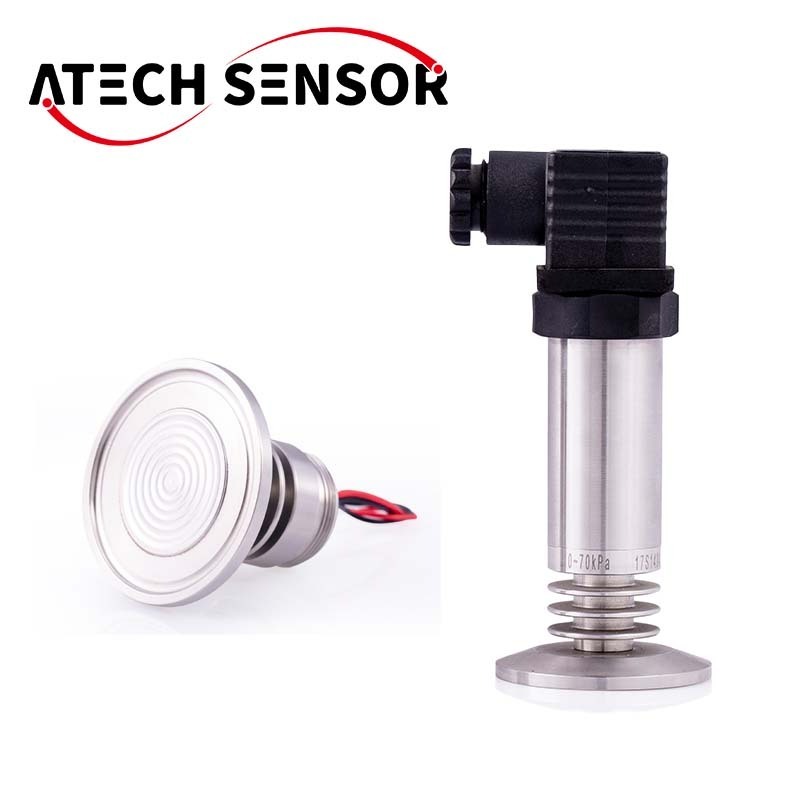 Atech Flush Diaphragm Type Pressure Sensor 4-20mA Absolute Pressure Transmitter With LED Digital Display