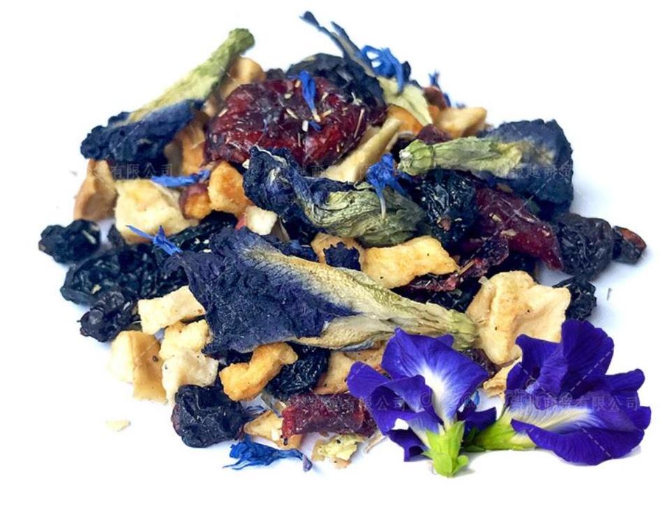 Natural Blue Color Fruits Flowers Blended Tea Cranberry Apple Fruit Blue Butterfly Flower in loose flavor Tea