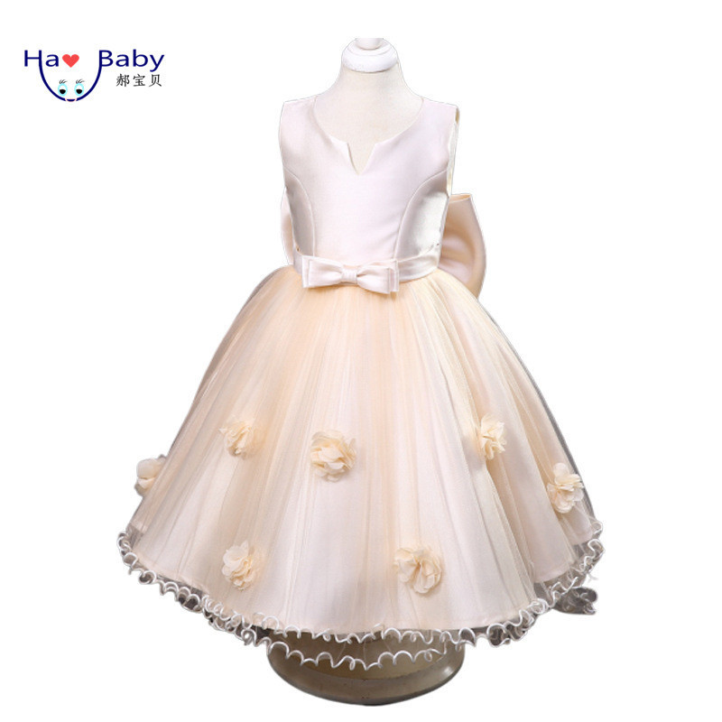 Hao Baby New Wedding Tailed Western Princess Bow Tutu Birthday Performance Dress