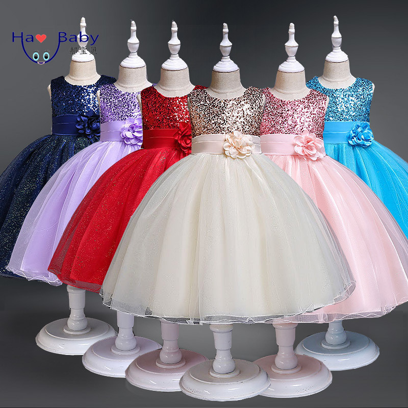 Hao Baby Hot Style Girl Birthday Dress Bow First Princess Party Dress