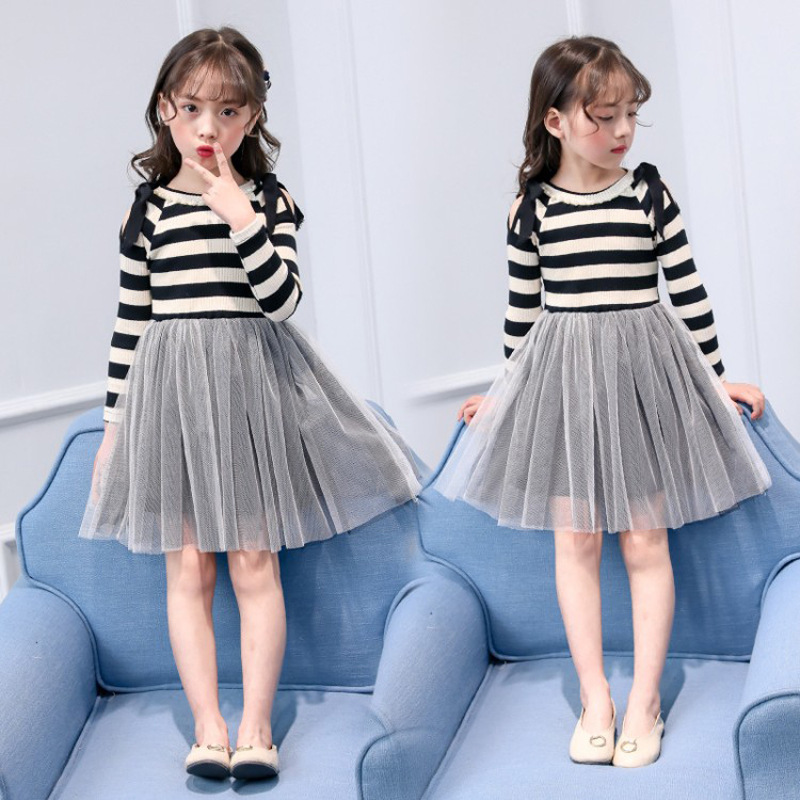 Hao Baby Long Sleeve Girls Spring Dress Korean Girl Lace Dress 2022 New Fashion Children Princess Skirt Dress