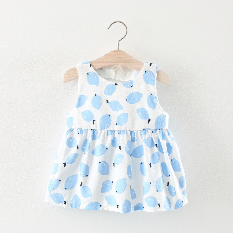 Hao Baby 2022 New Style Summer No-Sleeve Princess Toddler Dress With Bowknot Infant Dress