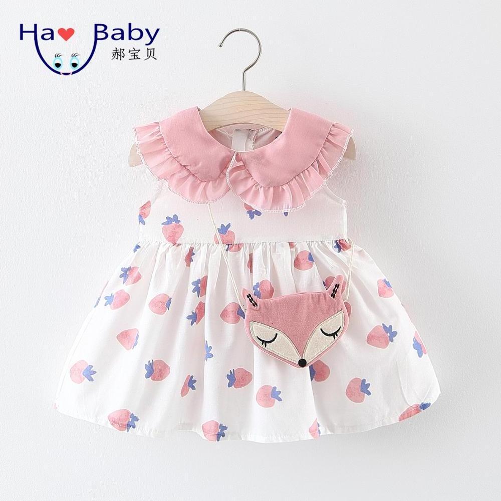 Hao Baby Girls Summer Dress 2019 New 0-4 Years Old Baby Princess Dress Cotton  Cotton Dress Sleeveless Skirt