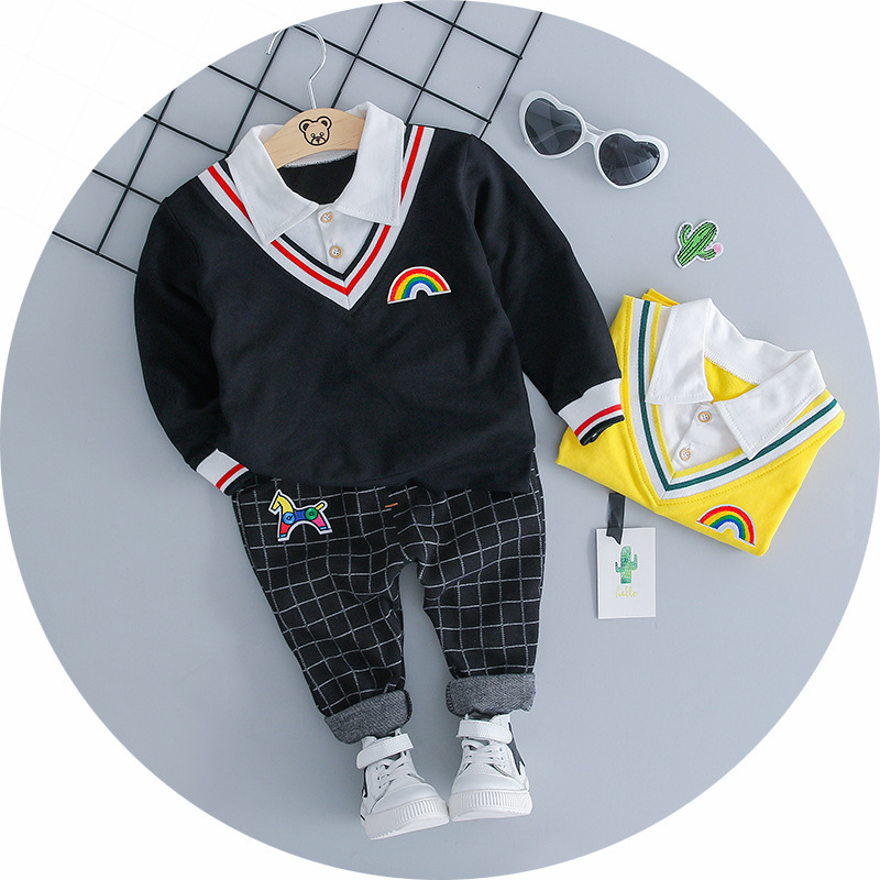 Hao Baby 2022 New Cute Toddler Boy Girl Korean Version Infant Their Lapel V shirt Suits