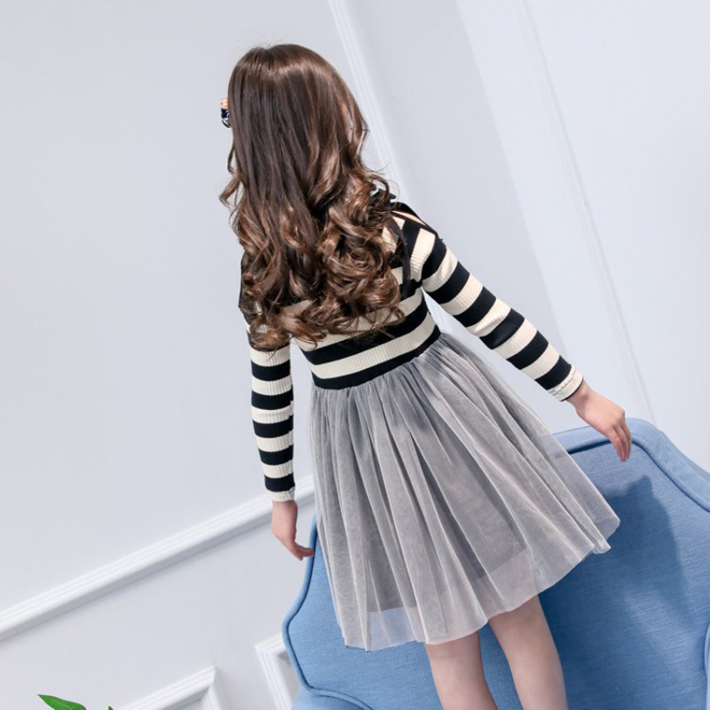 Hao Baby Long Sleeve Girls Spring Dress Korean Girl Lace Dress 2022 New Fashion Children Princess Skirt Dress